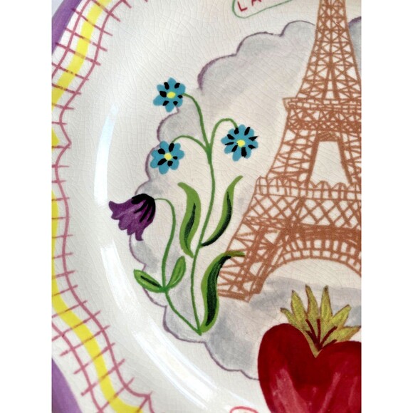 New Nathalie Lete Francophile Collection Anthropology Eiffel Tower Dinner Plate - Picture 6 of 9